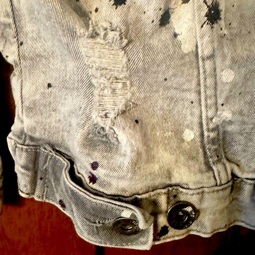 Evolution In Design Boys Distressed Paint Splatter Denim Jacket XS - Picture 12 of 16